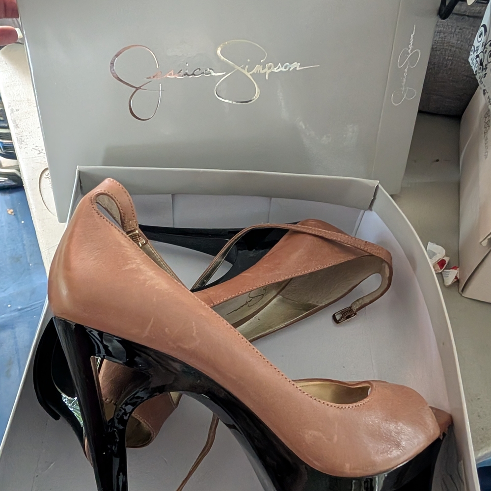 Jessica Simpson Women's Peep Toe Heels - Tan and Black